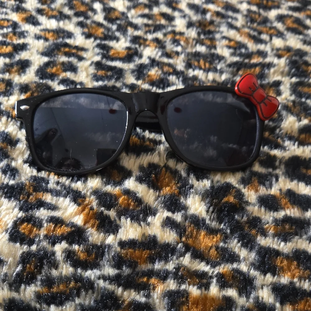 Adult Black Sunglasses with Red Bow